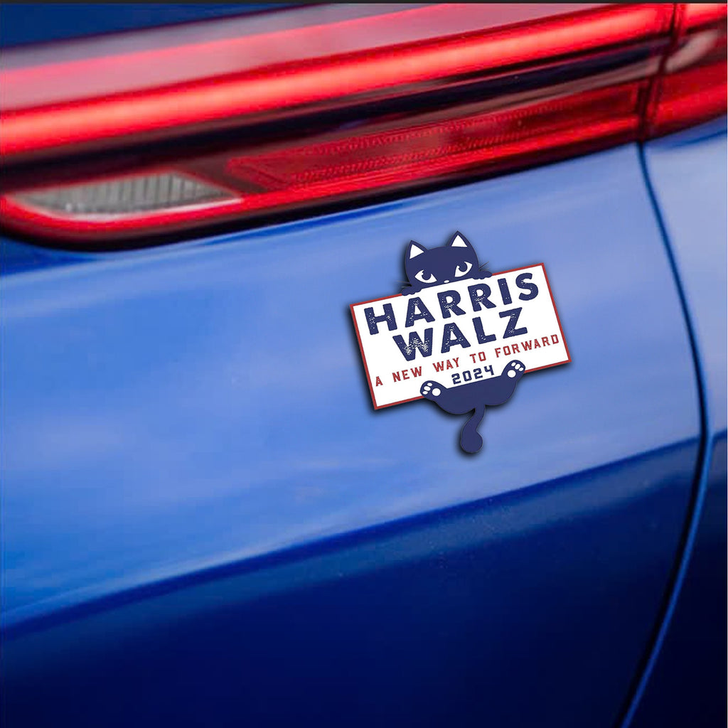 A New Way To Forward Harris Walz Car Magnets Childless Cat Lady Harris Walz 2024 Decal
