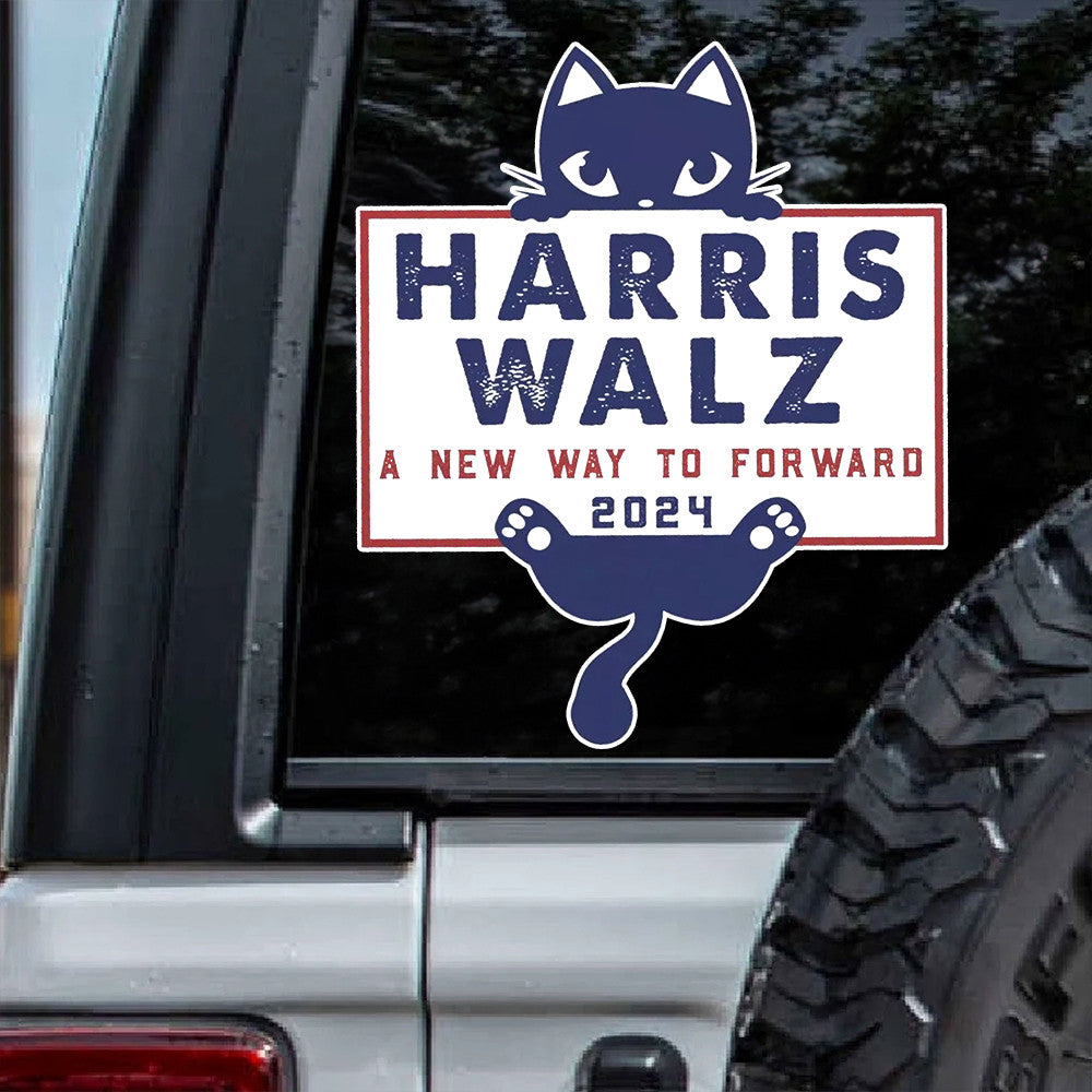 A New Way To Forward Harris Walz Car Sticker Childless Cat Lady Harris Walz 2024 Decal