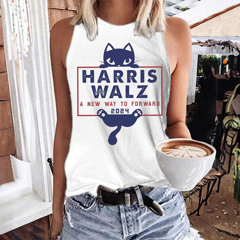 A New Way To Forward Harris Walz Tank Top Childless Cat Lady Harris Walz 2024 Apparel